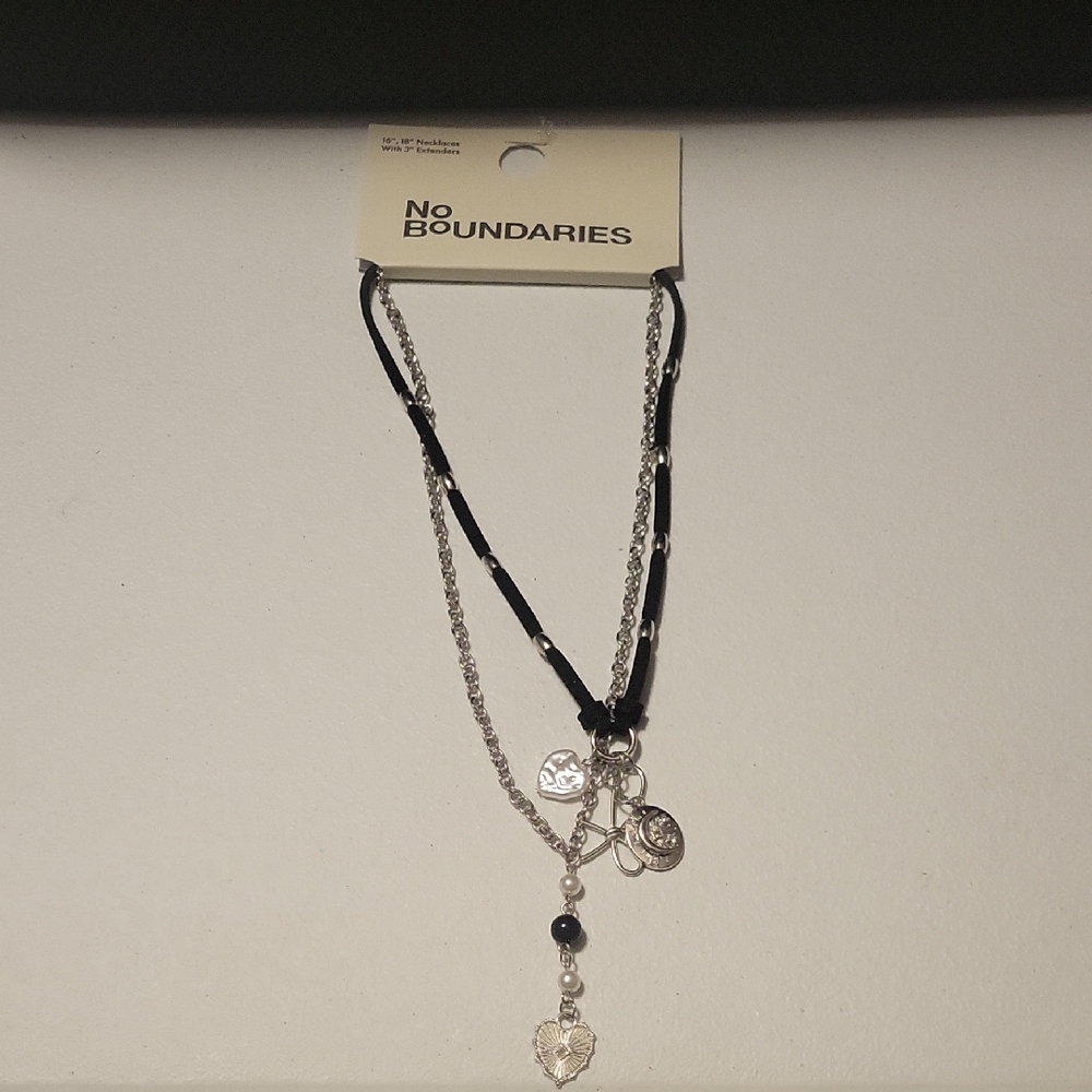 No Boundaries Silver and Black Layered Necklace